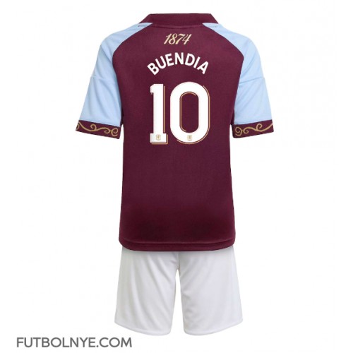 Camiseta Aston Villa Emiliano Buendia #10 Primera Equipación para niños 2025-26 manga corta (+ pantalones cortos)